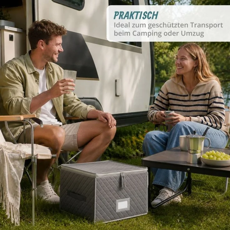 Relaxdays Aufbewahrungsbox für Geschirr Set – Bild 3