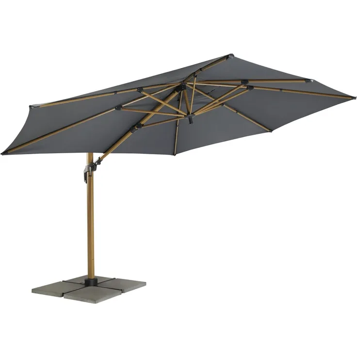 Primaster Ampelschirm Tarifa anthrazit Ø 4m Sonnenschirm Gartenschirm schwenkbar