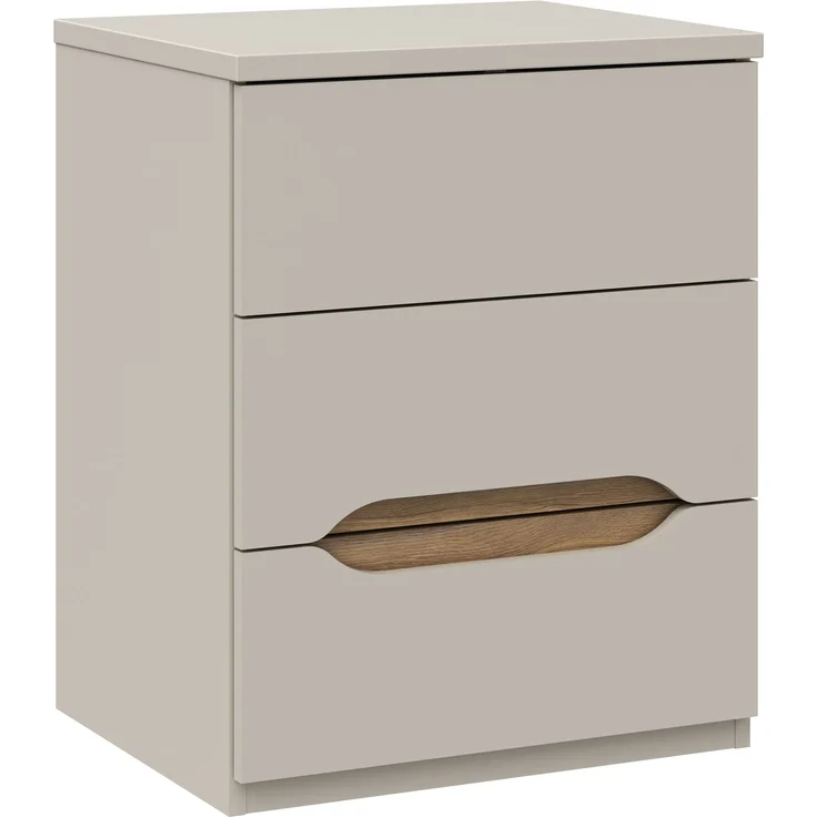 Nachtkommode >EDWAL< 3 Schübe, Sand / Mauvelle Eiche - 50,4x63,5x41,5cm (BxHxT) – Bild 4