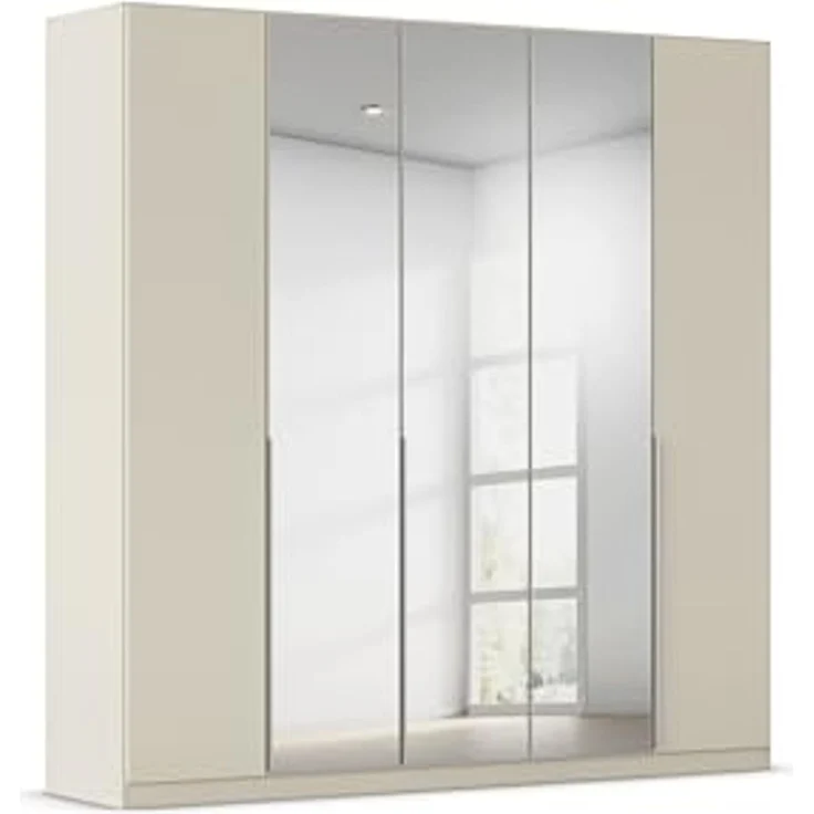 Rauch Möbel Alabama, Kleiderschrank für Schlafzimmer, Kinderzimmer, Wohnzimmer, Garderobe, Flur, 5-türig, Spiegel, mit Zubehör Classic, Farbe Beige, Breite 226 cm – Bild 1