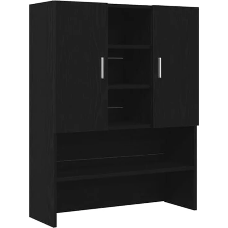 vidaXL Waschmaschinenschrank Schwarz Eichen-Optik 70,5x25,5x90 cm 862063 – Bild 2