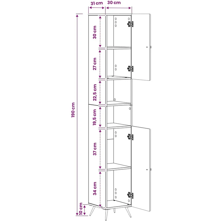 vidaXL Badezimmerschrank mit offenem Regal BREDA Artisan-Eiche 897484 – Bild 9