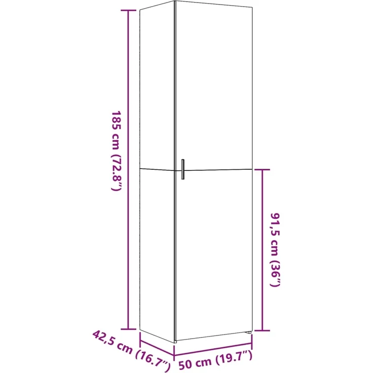 vidaXL Highboard Grau Sonoma 50x42,5x185 cm Holzwerkstoff 3281418 – Bild 9