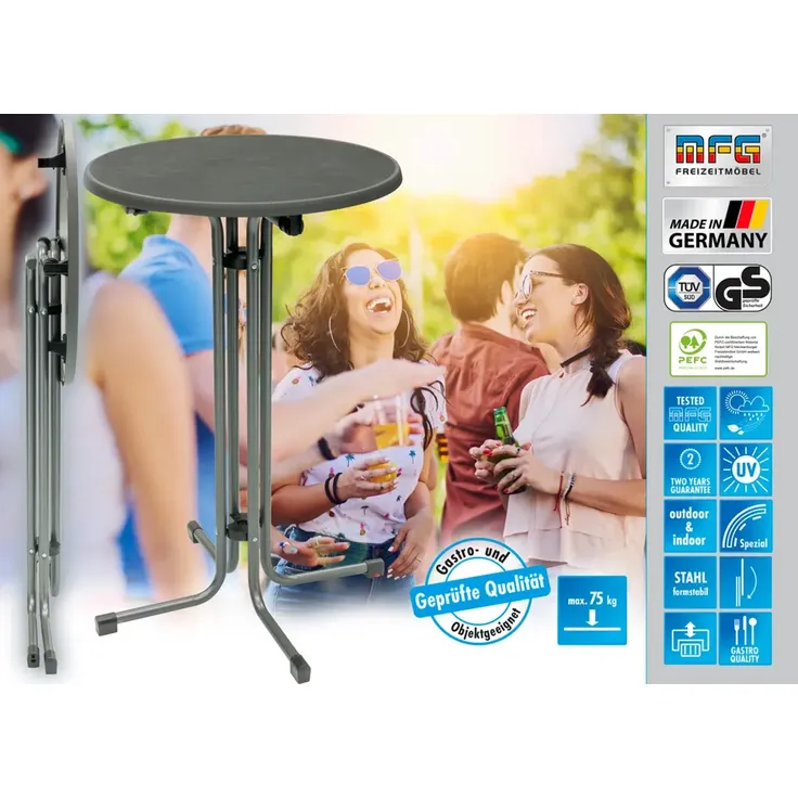 MFG Stehtisch klappbar mit wetterfester Melamin-Platte, MDF/Stahlrohr anthrazit, 110 x 70 cm – Bild 6