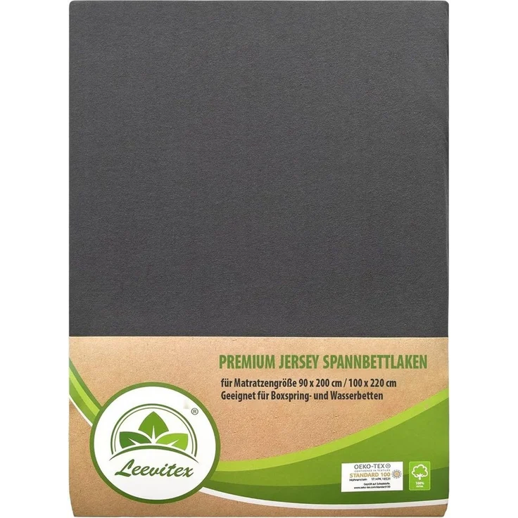 leevitex® Spannbettlaken Spannbettlaken Premium Elasthan, Gummizug: rundum, blickdicht, Anti-Pilling, 97% Baumwolle, 3% Elasthan, 40 cm Steg – Bild 1