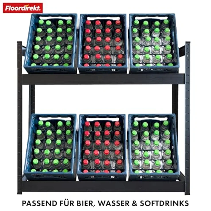 KARAT Getränkekistenregal für 6 Kisten - 110 x 110 x 30 cm - Getränkeregal, Kastenregal für Getränkekisten, Flaschenregal, Kastenständer - Regal für Getränkekästen (Osaka) – Bild 5