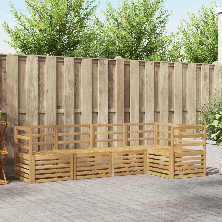 vidaXL Outdoor-Sofagarnitur 5 stk. 5-Sitzer Weiß Massivholz Akazie 3391814 – Bild 1