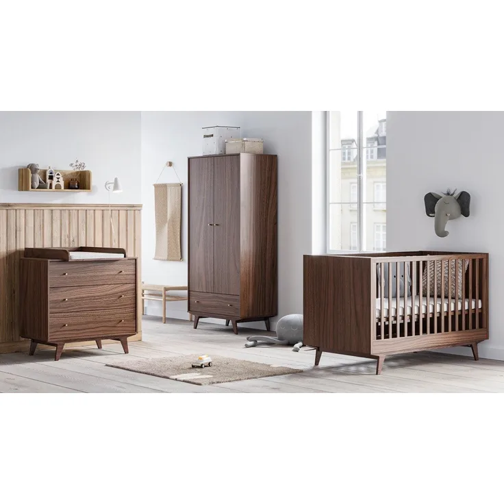 QMM TraumMöbel Babyzimmer-Komplettset Maddy, (Set, 4-tlg, Kleiderschrank 2-türig, Bett 70x140, Kommode, Wickelansatz)