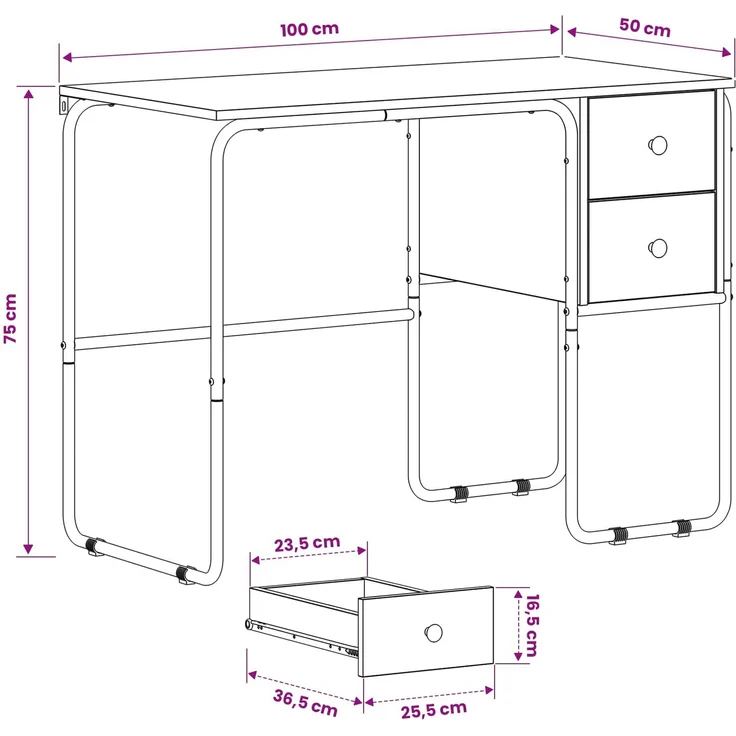 vidaXL Schreibtisch mit Stauraum Sonoma-Grau 100 x 50 x 75 cm 8008005 – Bild 9