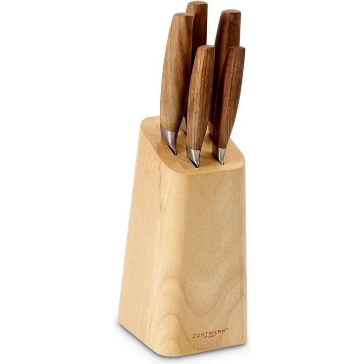 ECHTWERK Messerblock Messerblock 6 teilig Classic Edition (6tlg), 6-teiliges Küchenmesser-Set mit Holzblock, Classic-Edition