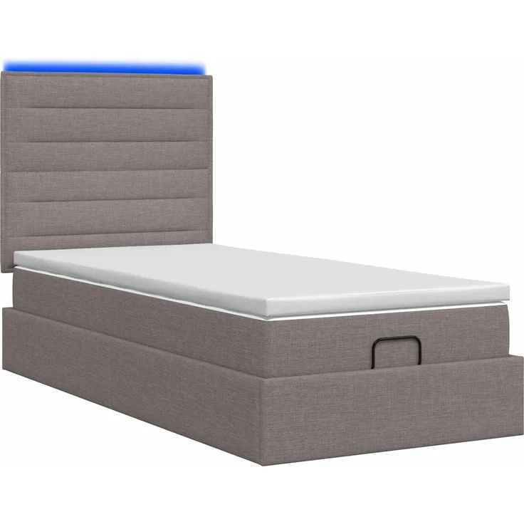 vidaXL Ottoman-Bett mit Matratze und LED Taupe 100 x 200 cm Stoff 3457969 – Bild 9
