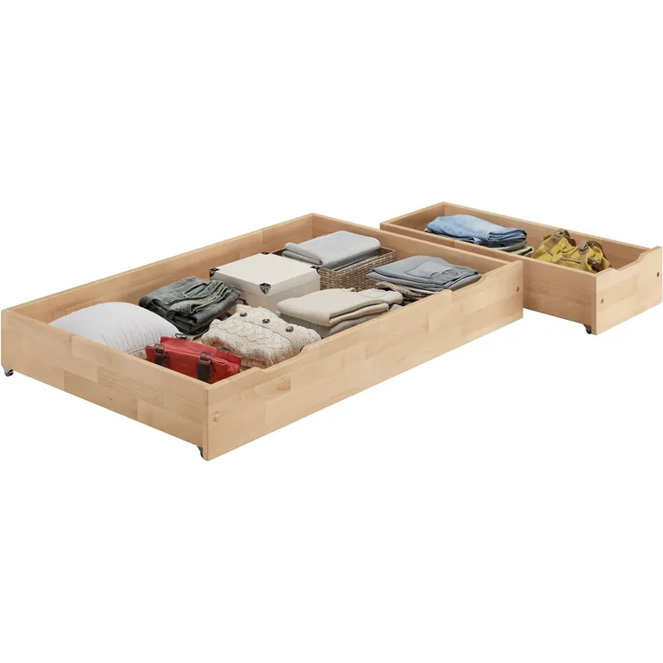 Bettkasten zweiteilig aus Buche als Staukasten für unsere Betten - Buche geölt - 90.10-BS32-geölt