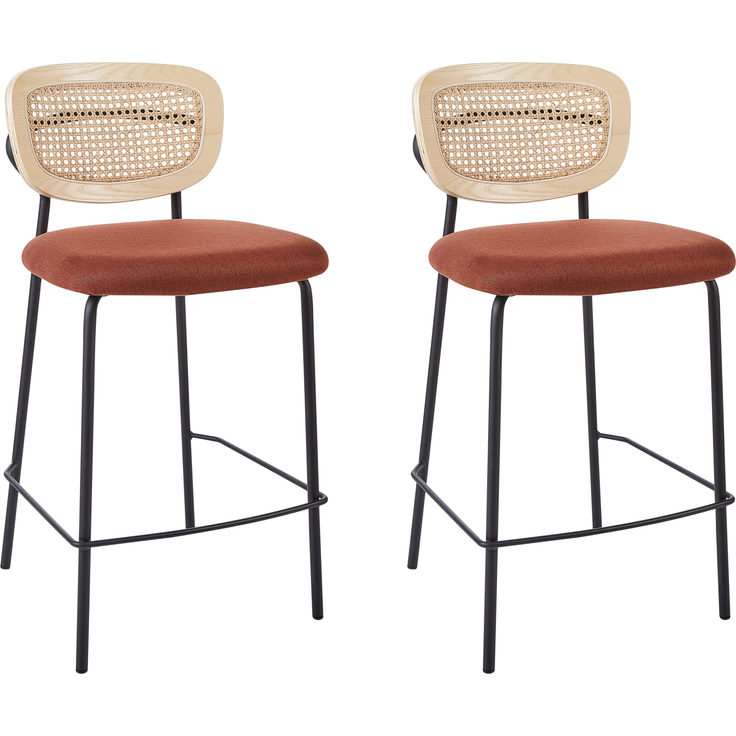 Set mit 2 Barstühlen MAYETTA Rattan Orange
