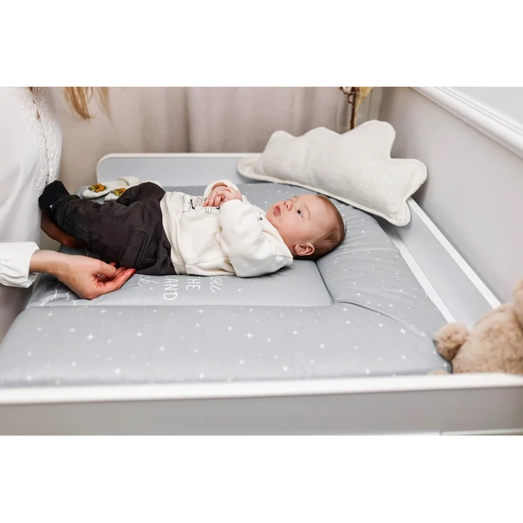 Wickelauflage Wickelunterlage abwaschbar und wasserdicht 85x72 cm - Wickelmatte zum Auflegen auf Wickeltisch Wickelaufsatz Wickelkommode oder Waschmaschine changing mat 85x72 Galaxie – Bild 5