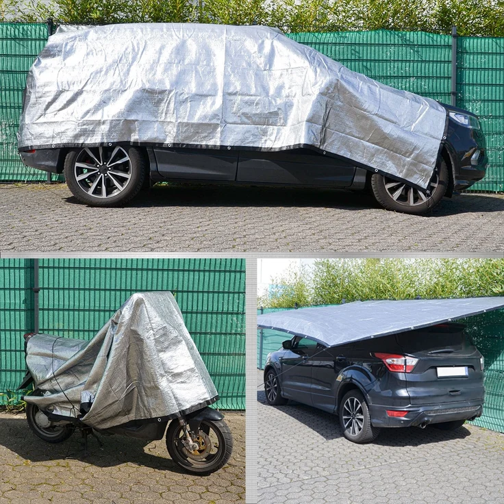 6x4 m Aluminium Schattennetz Sonnenschutz Hitzeschutz – Bild 5