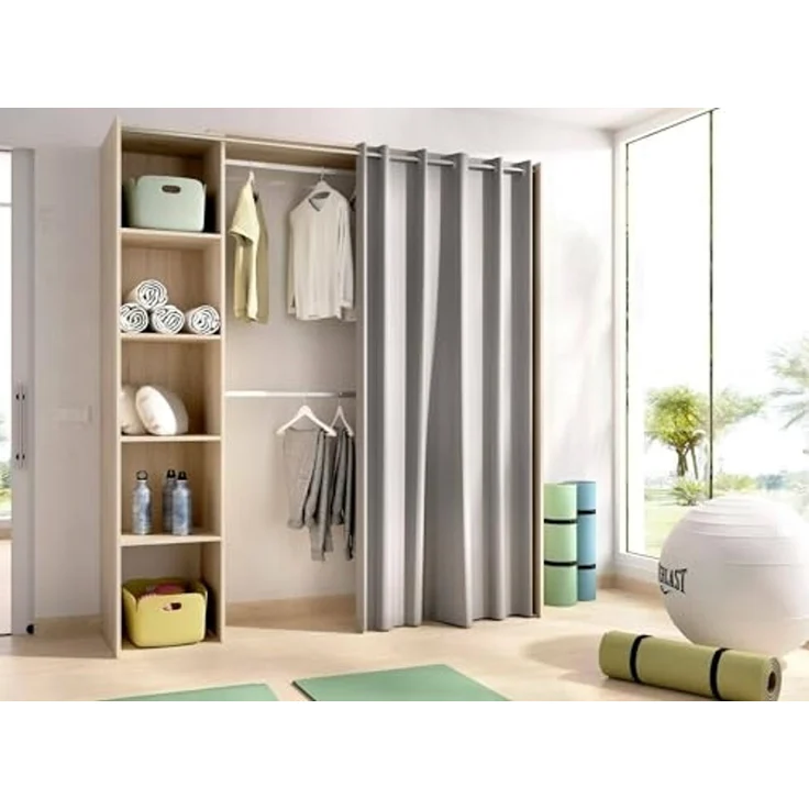 Dmora - Großer Kleiderschrank Manaslu, Schlafzimmermöbel, Schrank, Garderobe, 180x50 h205 cm, Eiche – Bild 1