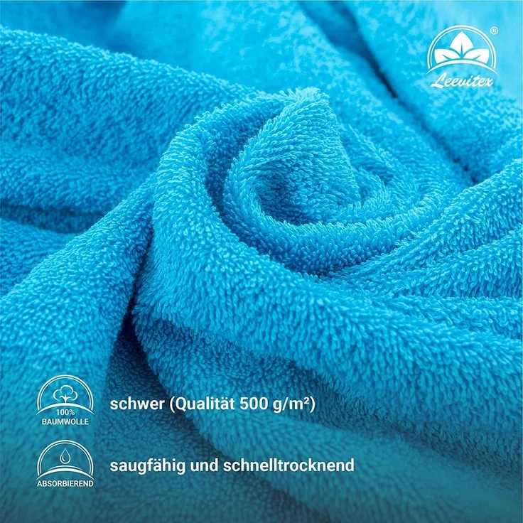 leevitex® Handtuch Frottee 4er Set, 50 x 100 cm, hochwertig verarbeitet & fusselfrei – Bild 5