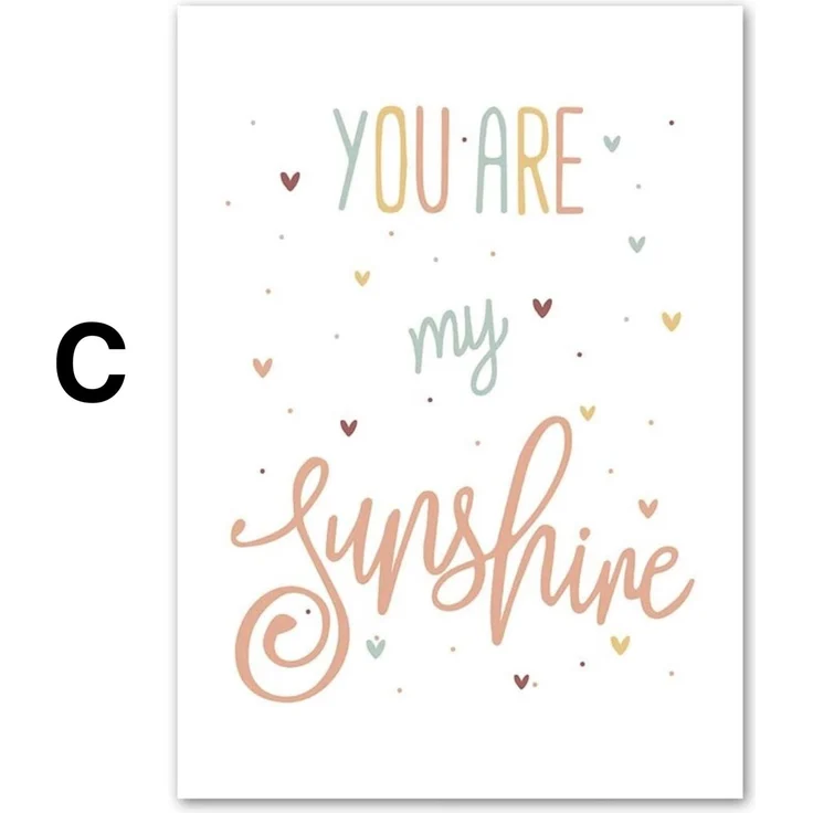 Poster für Kinderzimmer mit Sonne und Regenbogen als Deko Print ohne Rahmen - C / 21 x 30 cm
