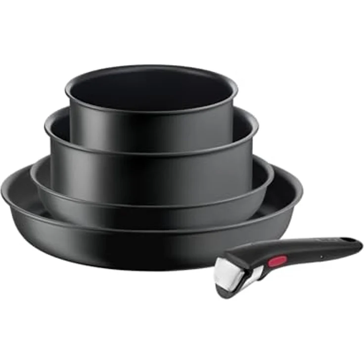 Tefal Topf-Set Ingenio Ultimate, Topf und Pfannenset abnehmbarer Griff, stapelbar, Aluminium (Set, 5-tlg, 2x Kasserollen Ø 16/20 cm, 2x Pannen Ø 22/28 cm, 1x abnehmbarer Griff), platzsparend, Pfannenset Induktion mit Antihaftversiegelung, L76495 – Bild 1