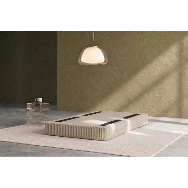 XL beige Cord-Pouf – Bild 3