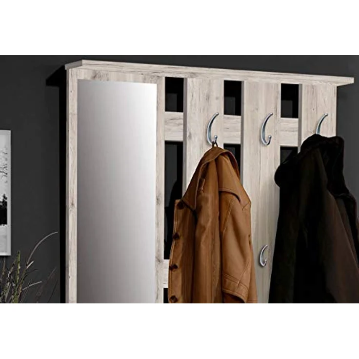FORTE Foxi Kompaktgarderobe inklusive Spiegel, Holzwerkstoff, Sandeiche Dekor, 97. 5 x 25 x 180 cm – Bild 7