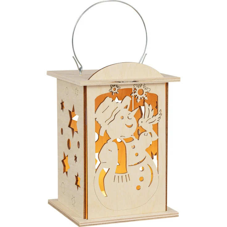 Saico Holzlaterne Schneemann für LED-Stripe oder Teelicht 16x12 cm natur
