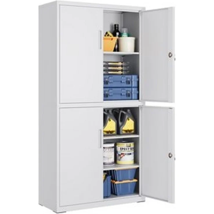 SONGMICS Aktenschrank mit 4 Türen, 5 Ebenen & 2 Schlössern, Stahl Mattgrau, 40x80x180 cm – Bild 6