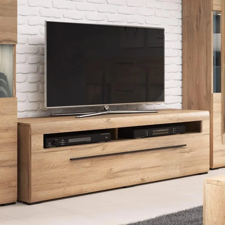 TV Lowboard Eiche Grandson Nb. TURDA-83 modern mit Schubkasten, B/H/T: ca. 140/52/50 cm – Bild 1