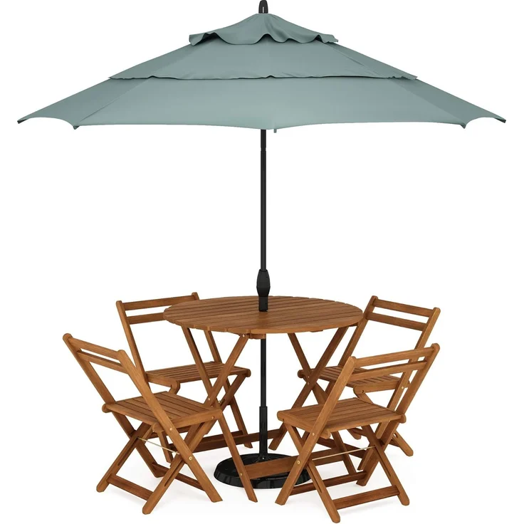 Furinno Tioman Outdoor Klapptisch mit Sonnenschirmloch, Natur, 89,92 x 89,92 x 72,39 cm – Bild 1
