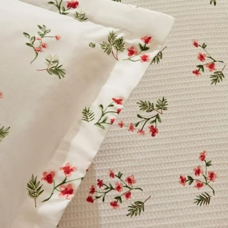 Karaca Bettwäsche Silvie 100% Baumwolle Doppelbett Tagesdecke Bettdecke Decke Set Rot – Bild 6
