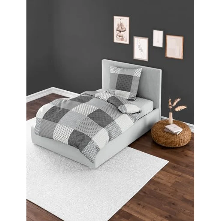 Bierbaum Bettwäsche 6277, Renforcé, 100% Baumwolle, designed in Germany, silber 15, 135x200 + 80x80 cm – Bild 2