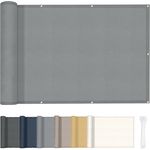 HENG FENG Balkon Sichtschutz 90x600 cm,160g/㎡ PES UV-Schutz Balkonverkleidung, Balkonabdeckung Wetterfest, mit Kabelbindern, Hellgrau