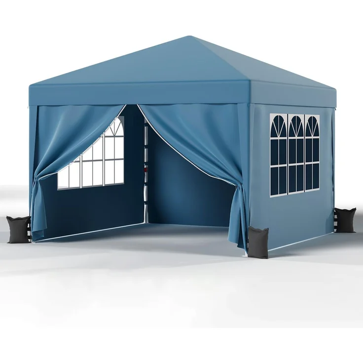 JUMMICO Pavillon 3x3 Wasserdicht Stabil Winterfest Höhe Verstellbar | Faltpavillon mit 4 Seitenwänden,UV Schutz 50+,Gartenpavillon Faltzelt Verdickten Röhren für Garten,Innenhof,Gazebo Blau