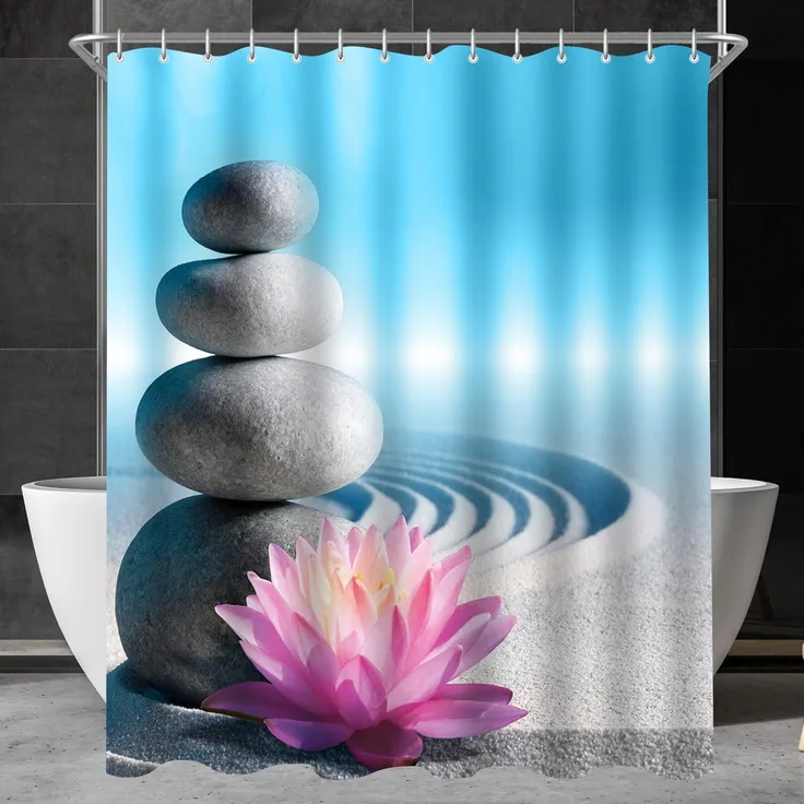Duschvorhang 240x180cm Kieswüste Antischimmel Textil Wasserabweisend Polyester
