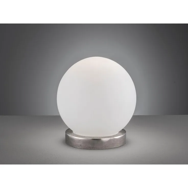 Exklusive Tischleuchte ANTONY in Kugelform, Ø 25cm, weiße Glaskugel opal matt