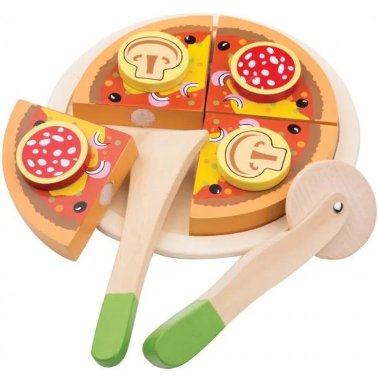 New Classic Toys Schneidsatz Pizza Salami Junior 16 cm Holz 7-teilig