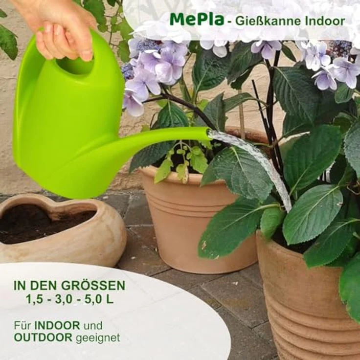 Heimwerkercenter Übertopf MePla - Set Kunststoff Gießkanne 1,5l Indoor + Sprüher 1,0l lemongrün – Bild 5