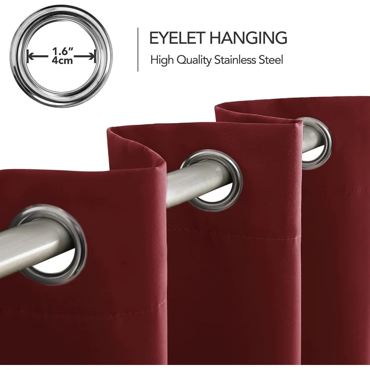 Deconovo Gardinen Verdunkelungsvorhang Ösen Gardine gegen Kälte Wohnzimmer Warm Vorhang Blickdicht, 160x132 cm(HöhexBreite), Rot, 2er Set – Bild 6