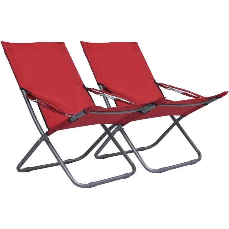 vidaXL Klappbare Strandstühle 2 Stk. Stoff Rot 47904