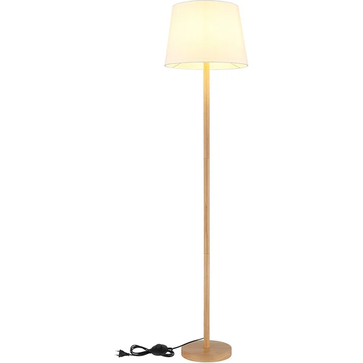Stehleuchte, Holzoptik, Textil weiß, H 151 cm – Bild 7