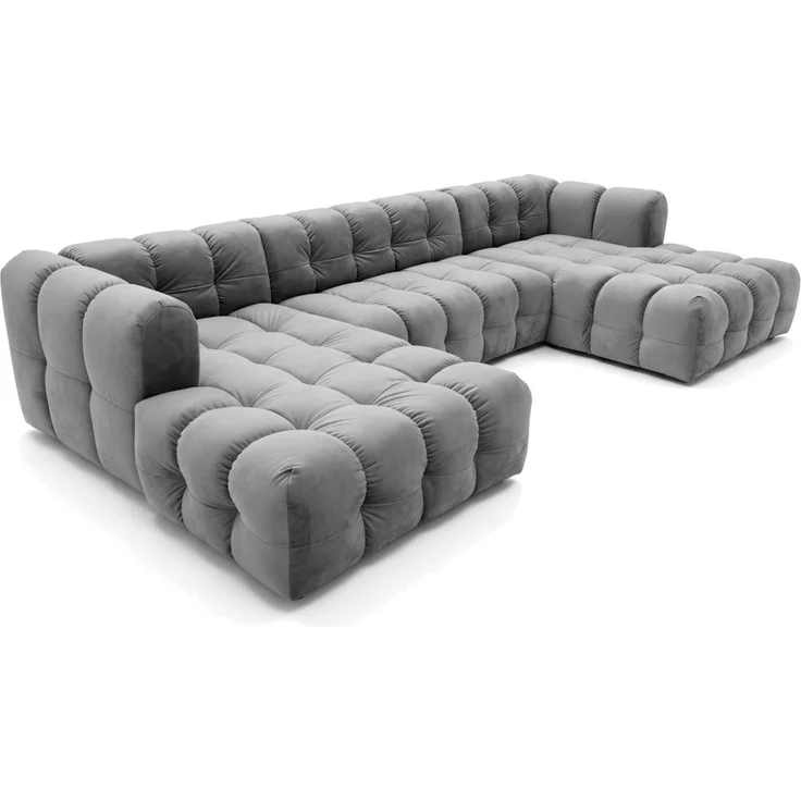 Wohnlandschaft Sofa U-Form SOLVIE in Stoff Tiffani Grau – Bild 2