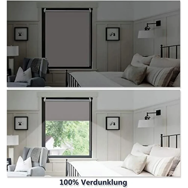 Grandekor Verdunklungsrollo ohne Bohren Hellgrau 50x170 cm(Stoffbreite 46cm) Rollos für Fenster ohne Bohren & mit Bohren,Verdunkelungsrollo Thermorollo Klemmrollo Fensterrollo verdunkelung – Bild 4