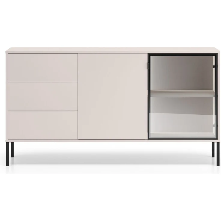 Selsey 'Barnee' – Sideboard mit beleuchteter Glasvitrine, Kaschmir, 160 cm – Bild 6
