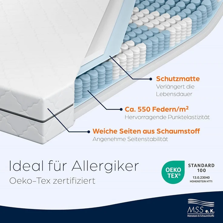 Taschenfederkern-Matratze ECO - H2 - 200 x 140 x 19 cm – Bild 7