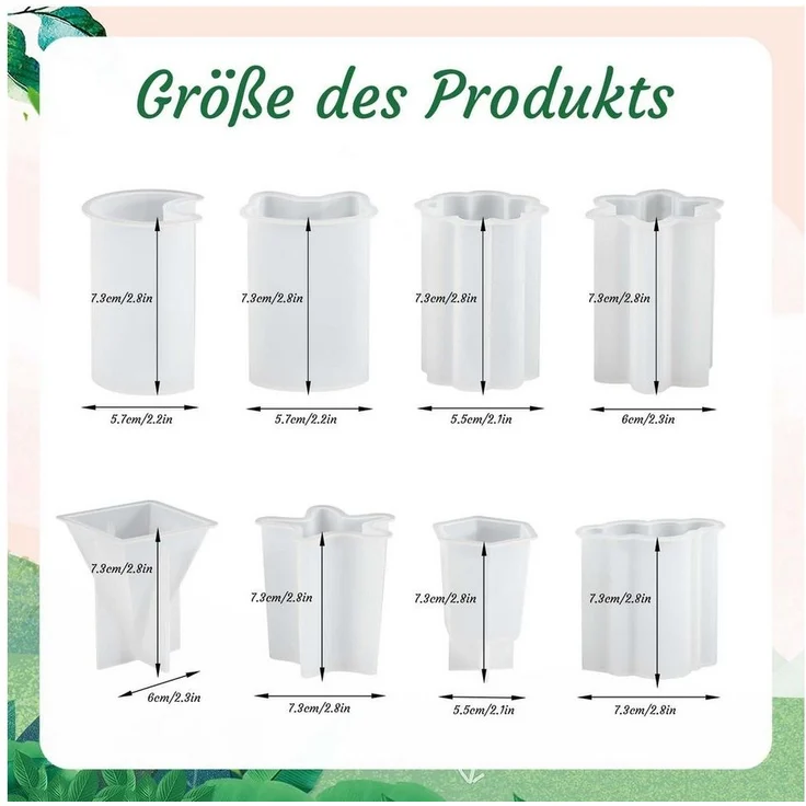 FOUORTUNATE-BEE Silikonform 8er Set Silikon Kerzenformen, geometrische Gussformen, Kerzengießformen für Stumpen- & Duftkerzen, weiß – Bild 1