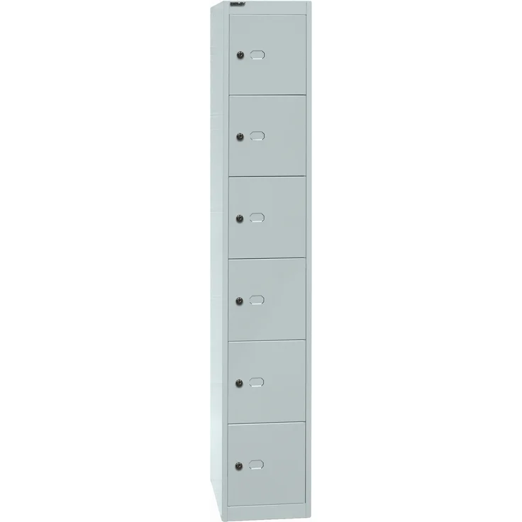 Bisley Schließfachschrank Office, 1 Abteil, 6 Fächer, T 457 mm, Farbe lichtgrau – Bild 2