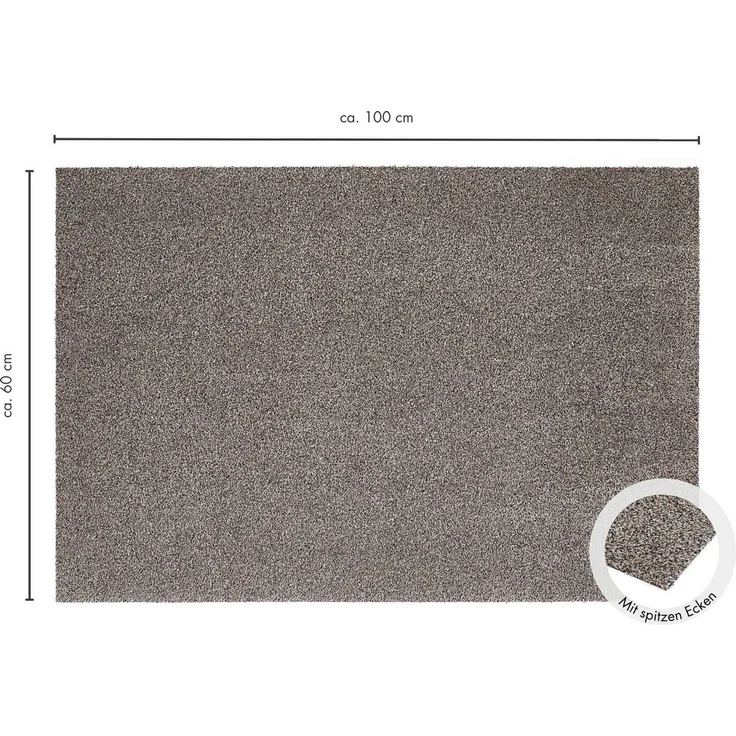 andiamo Fußmatte Samson – waschbare Fussmatte innen – rutschfeste und saugfähige Schmutzfangmatte aus Baumwolle – pflegeleichte Türmatte 60x100 cm cm, Granit – Bild 2