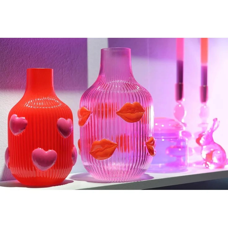 Giftcompany - Vase Blumenvase "L´amour" H25cm Glas Lippen Transparent 1210203040 – Bild 3
