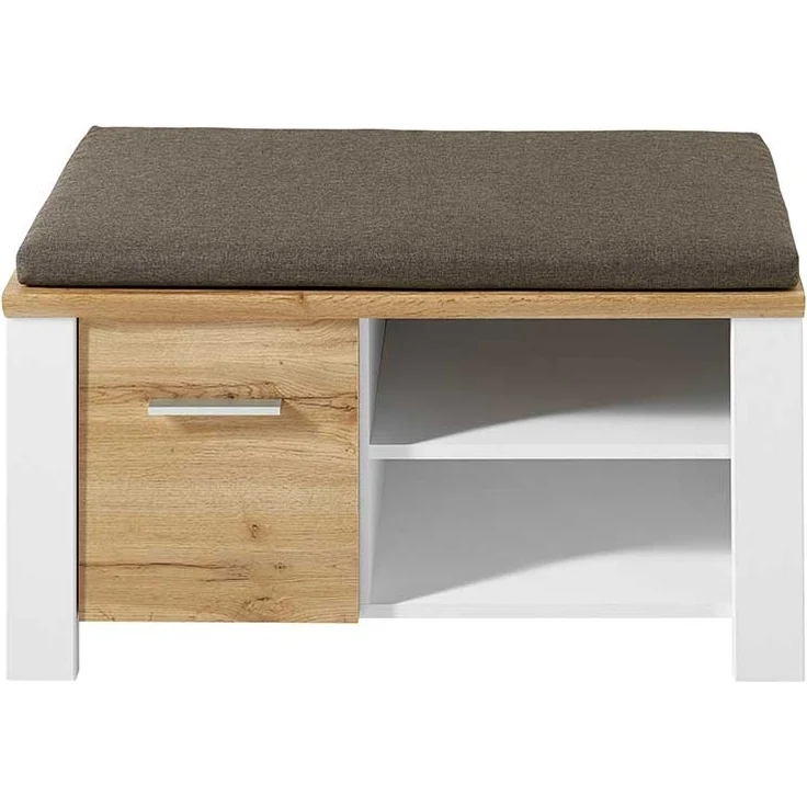 Bank vito Materio, Holzwerkstoff, Kunststoff, Weiß, Holzfarben, 90 x 50 x 39 cm – Bild 1