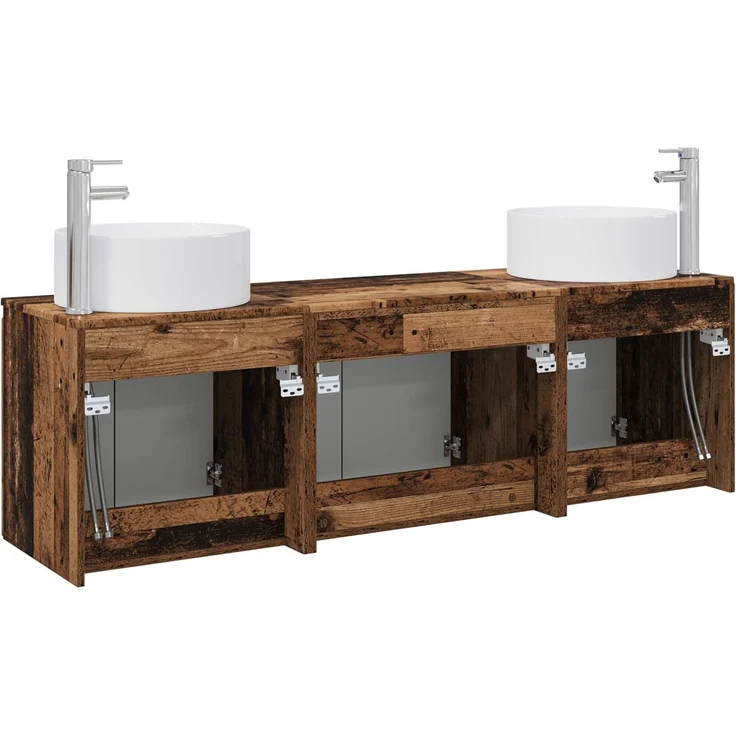 vidaXL Badezimmerschrank-Set 3 stk. Altholz 161,5 x 44,5 x 80 cm 3405735 – Bild 7